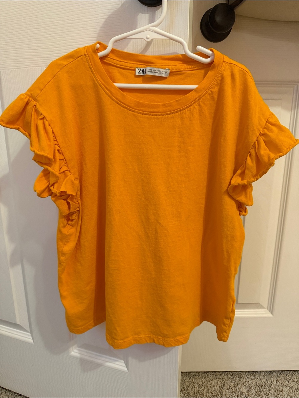 Zara Ruffled Sleeve Tee - Yellow/Orange
